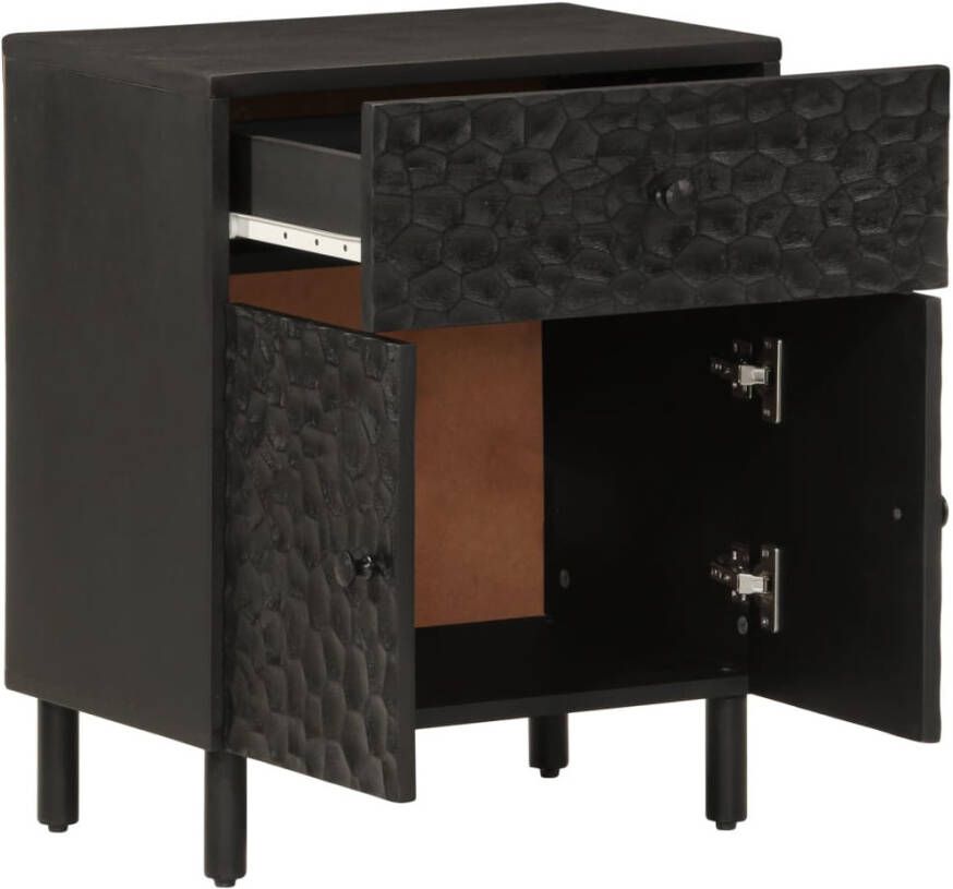 VidaXL -Nachtkastje-50x33x60-cm-massief-mangohout-zwart - Foto 4