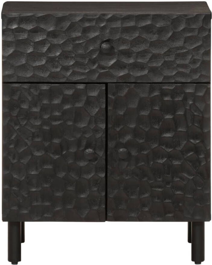 VidaXL -Nachtkastje-50x33x60-cm-massief-mangohout-zwart - Foto 2