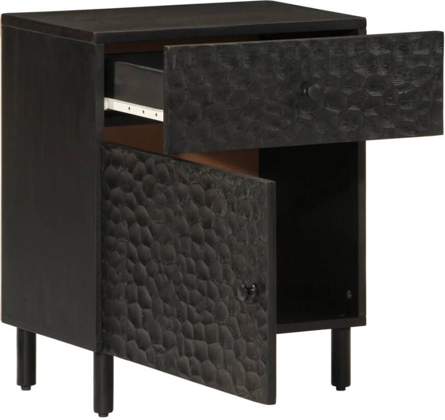 VidaXL -Nachtkastje-50x33x60-cm-massief-mangohout-zwart - Foto 4