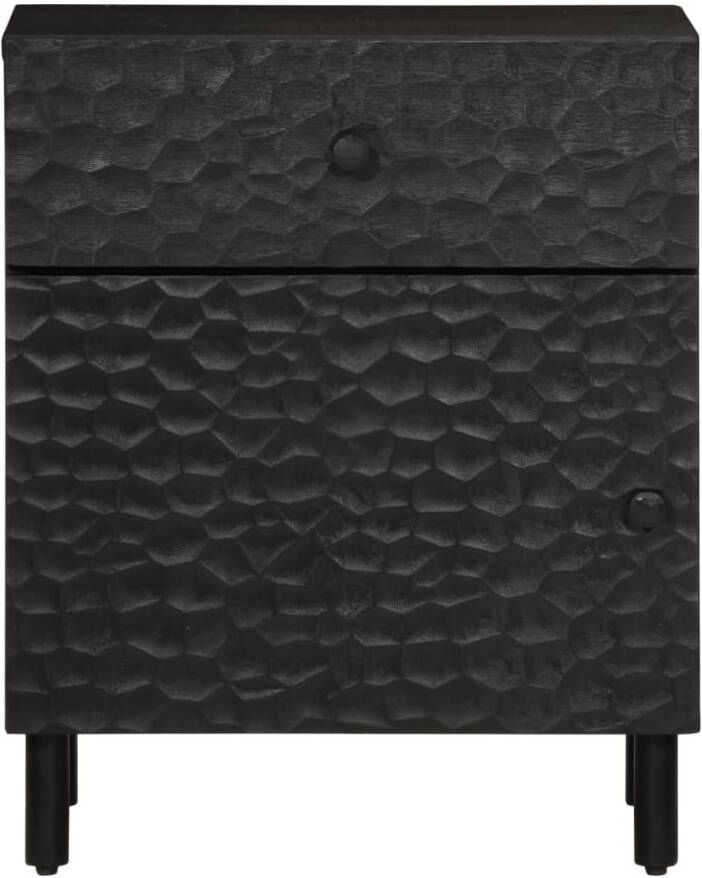 VidaXL -Nachtkastje-50x33x60-cm-massief-mangohout-zwart - Foto 2