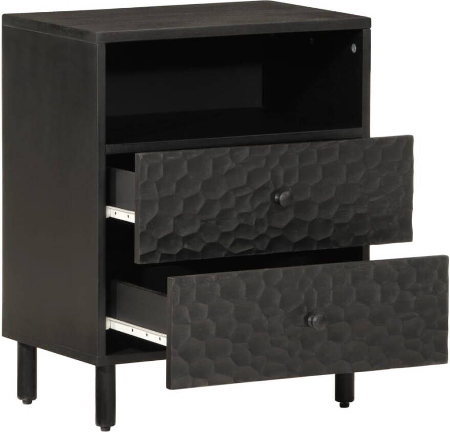 VidaXL -Nachtkastje-50x33x60-cm-massief-mangohout-zwart - Foto 2