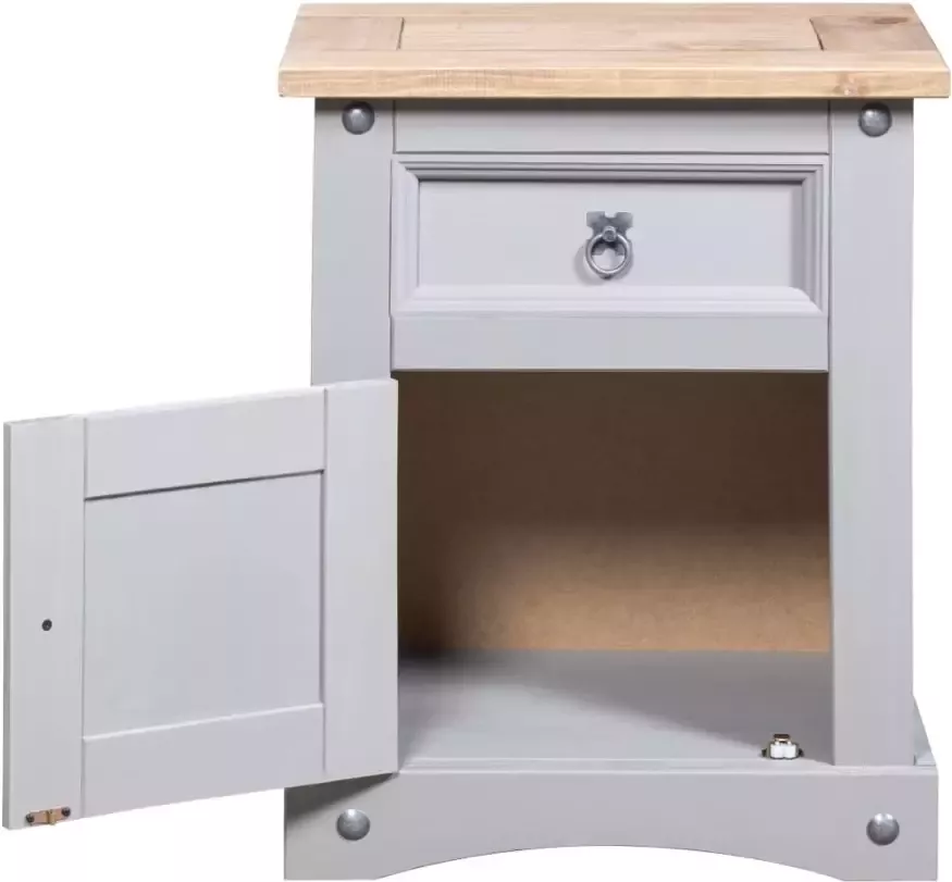 VidaXL -Nachtkastje-53x39x66-cm-Mexicaans-grenenhout-Corona-stijl-grijs