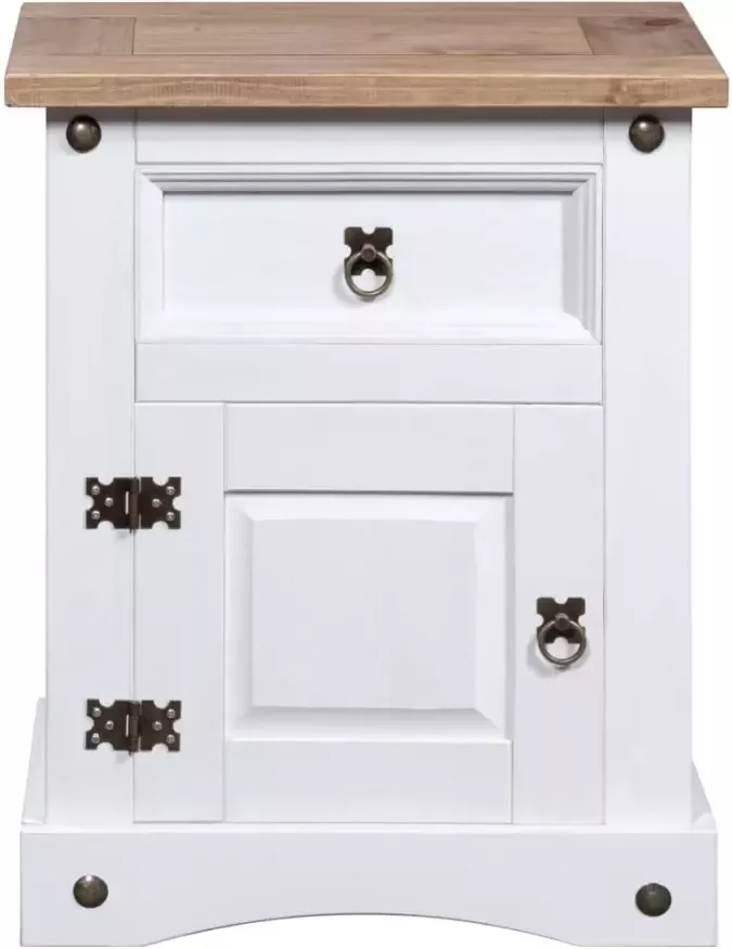 VidaXL -Nachtkastje-53x39x66-cm-Mexicaans-grenenhout-Corona-stijl-wit - Foto 5