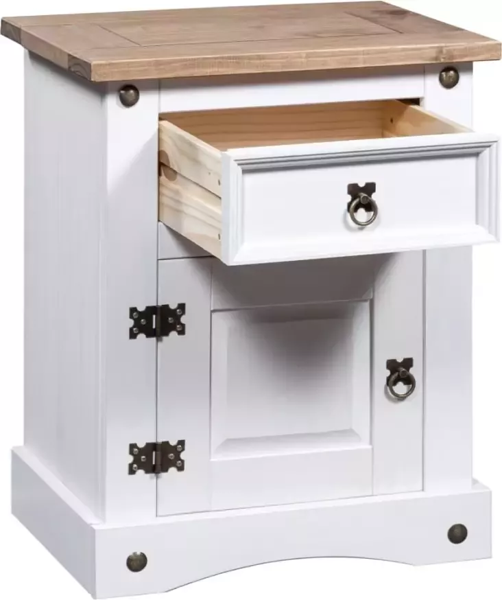 VidaXL -Nachtkastje-53x39x66-cm-Mexicaans-grenenhout-Corona-stijl-wit - Foto 4