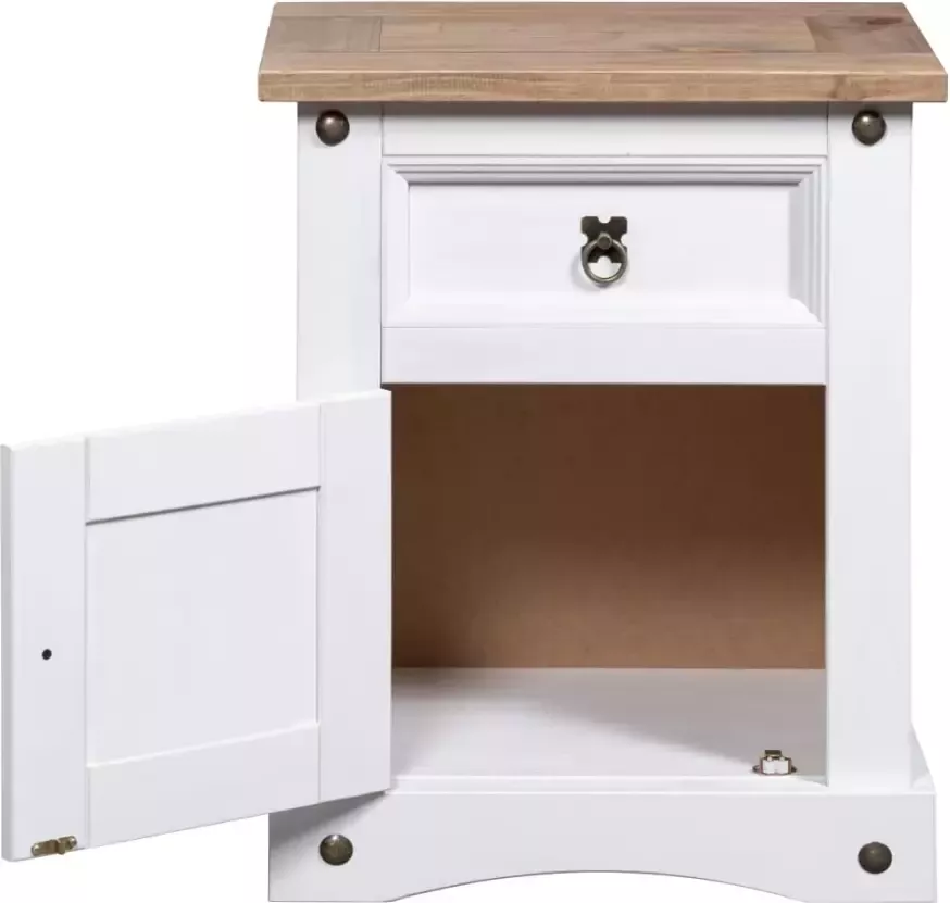 VidaXL -Nachtkastje-53x39x66-cm-Mexicaans-grenenhout-Corona-stijl-wit