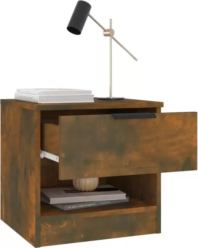 VidaXL -Nachtkastje-bewerkt-hout-gerookt-eikenkleurig