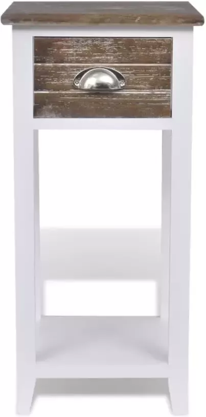 VidaXL -Nachtkastje-met-1-lade-bruin-en-wit - Foto 4