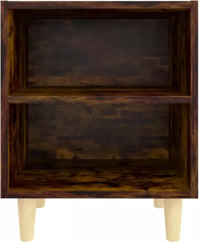 VidaXL -Nachtkastje-met-houten-poten-40x30x50-cm-gerookt-eikenkleurig - Foto 3