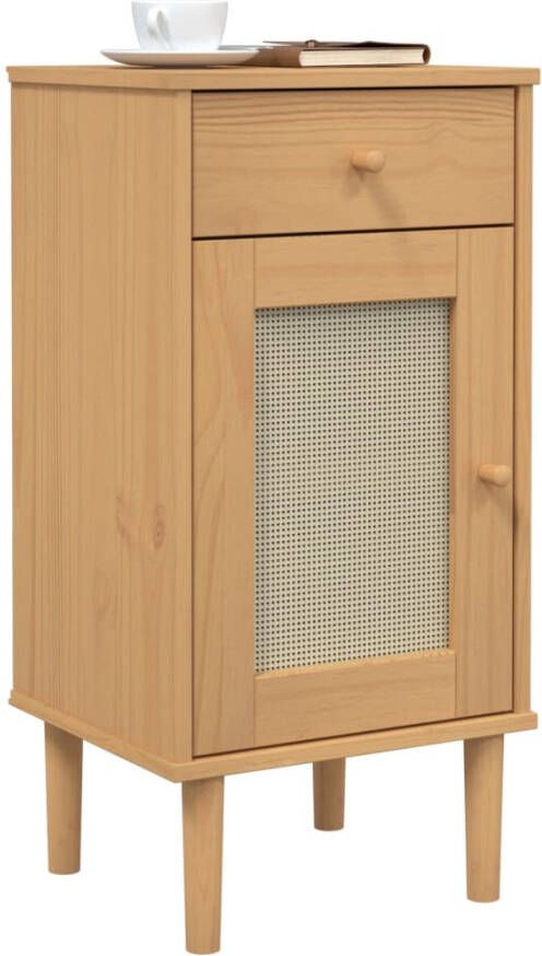 VidaXL -Dressoir-SENJA-rattan-look-80x35x80-cm-massief-grenenhout-bruin