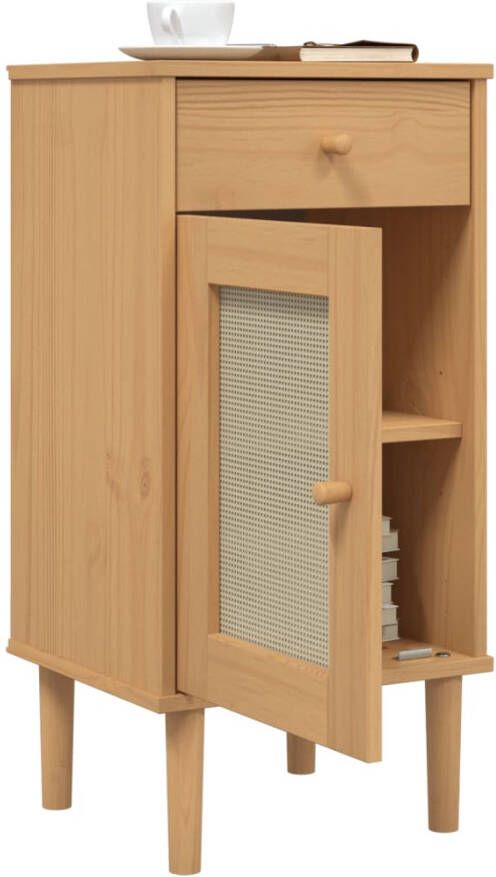 VidaXL -Dressoir-SENJA-rattan-look-80x35x80-cm-massief-grenenhout-bruin - Foto 4