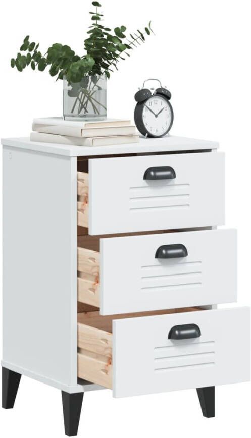 VidaXL -Nachtkastje-VIKEN-massief-grenenhout-wit - Foto 4