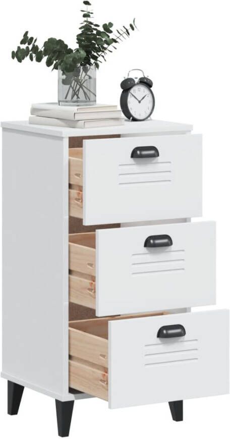 VidaXL -Nachtkastje-VIKEN-massief-grenenhout-wit - Foto 4