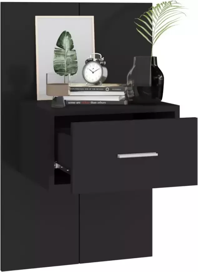 VidaXL -Nachtkastje-wandgemonteerd-zwart - Foto 5