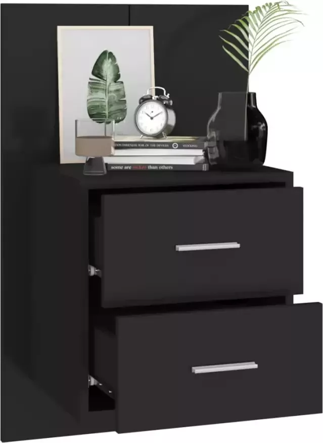 VidaXL -Nachtkastje-wandgemonteerd-zwart - Foto 4