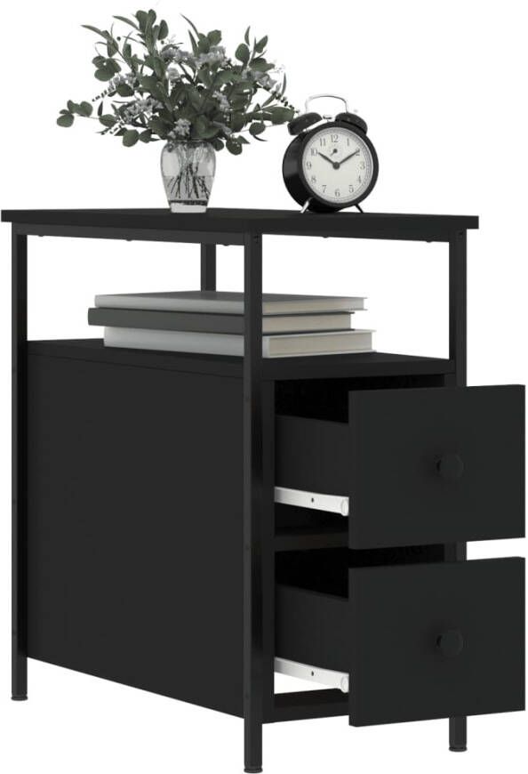 Prolenta Premium INFIORI Nachtkastjes 2 st 30x60x60 cm bewerkt hout zwart - Foto 5