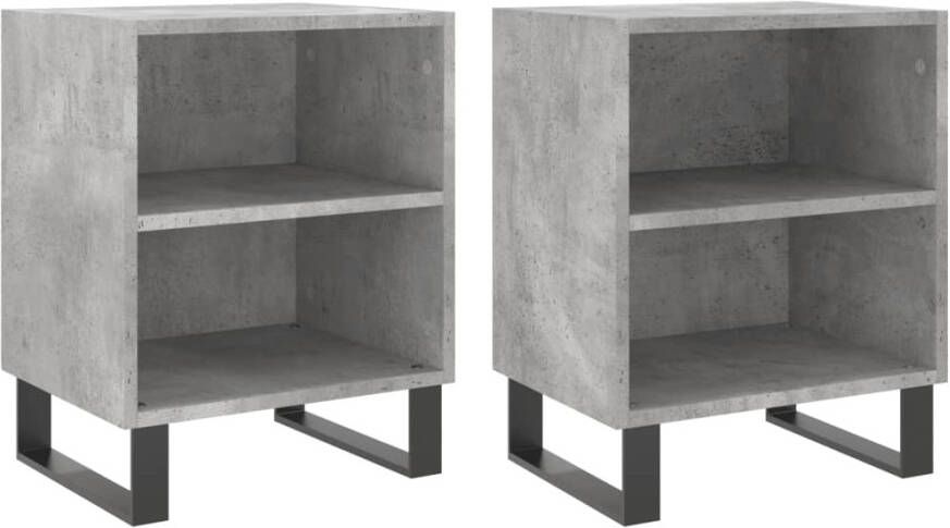 VidaXL -Nachtkastjes-2-st-40x30x50-cm-bewerkt-hout-betongrijs - Foto 8