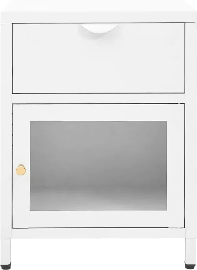 VidaXL -Nachtkastjes-2-st-40x30x54 5-cm-staal-en-glas-white - Foto 4