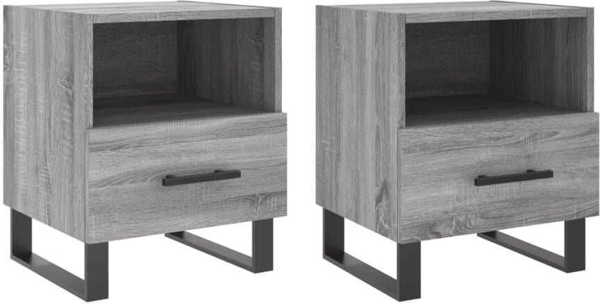 VidaXL -Nachtkastjes-2-st-40x35x47 5-cm-bewerkt-hout-grijs-sonoma-eiken - Foto 10