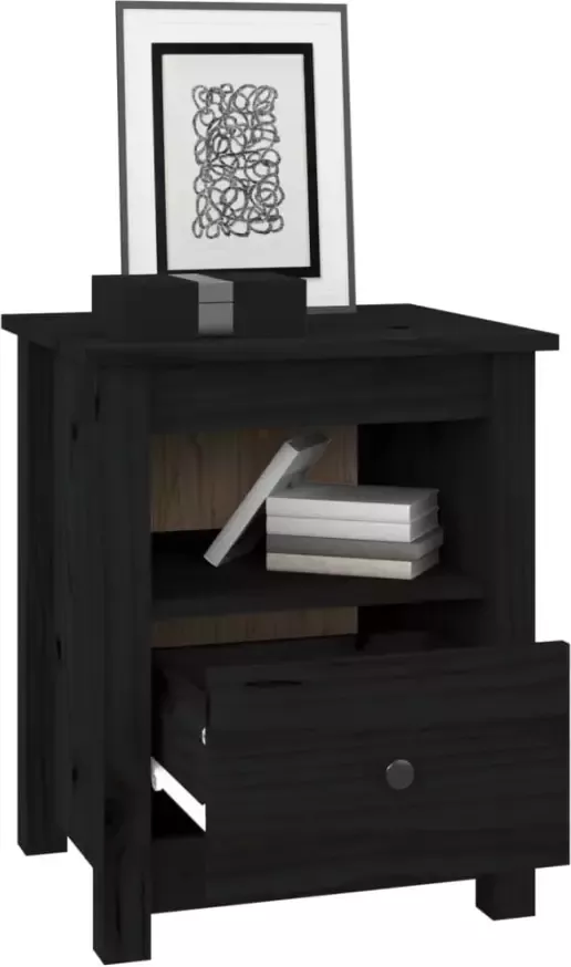 VidaXL -Nachtkastjes-2-st-40x35x49-cm-massief-grenenhout-zwart - Foto 4