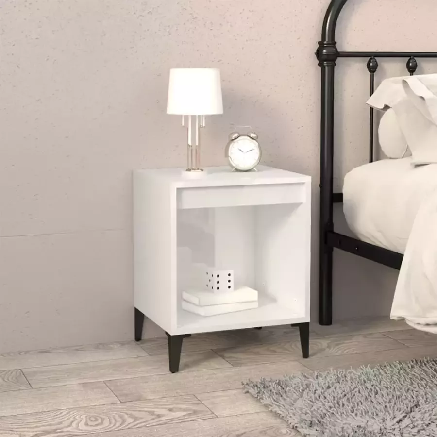 VidaXL -Nachtkastjes-2-st-40x35x50-cm-hoogglans-wit