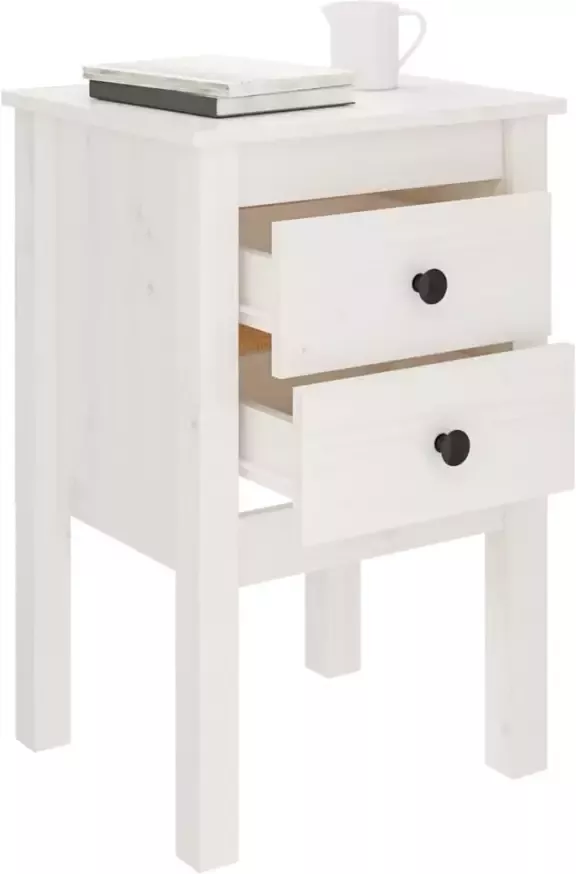 VidaXL -Nachtkastjes-2-st-40x35x61 5-cm-massief-grenenhout-wit - Foto 4