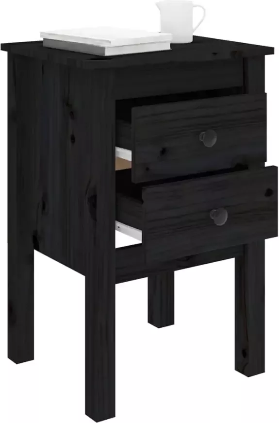 VidaXL -Nachtkastjes-2-st-40x35x61 5-cm-massief-grenenhout-zwart - Foto 6