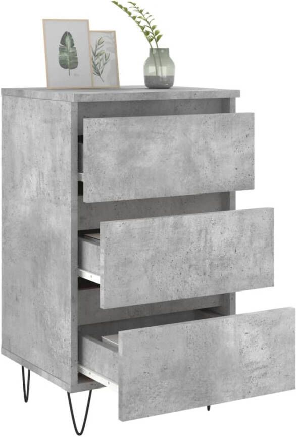 VidaXL -Nachtkastjes-2-st-40x35x69-cm-bewerkt-hout-betongrijs - Foto 4
