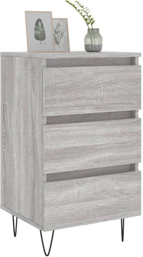 VidaXL -Nachtkastjes-2-st-40x35x69-cm-bewerkt-hout-grijs-sonoma-eiken - Foto 8