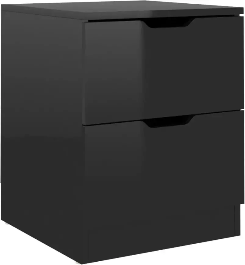 VidaXL -Nachtkastjes-2-st-40x40x50-cm-bewerkt-hout-hoogglans-zwart - Foto 1
