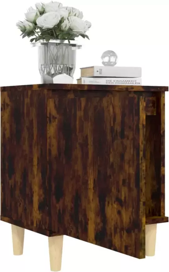 VidaXL -Nachtkastjes-2-st-met-houten-poten-40x30x50-cm-gerookt-eiken - Foto 2