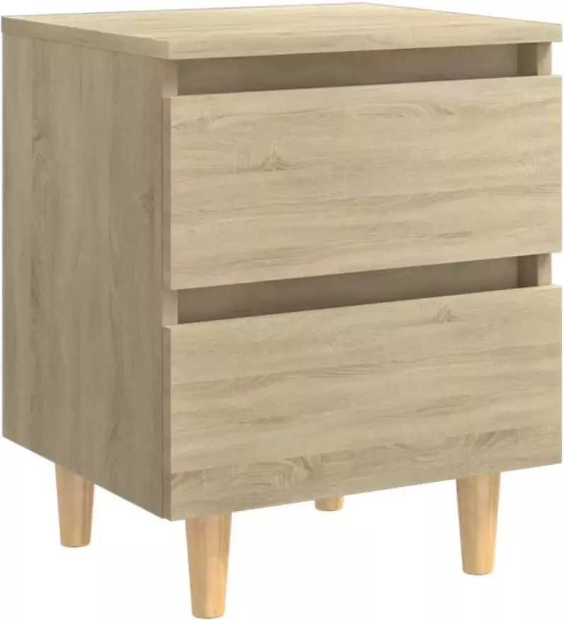 VidaXL -Nachtkastjes-2-st-met-houten-poten-40x35x50cm-sonoma-eikenkleur