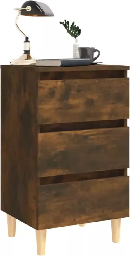 VidaXL -Nachtkastjes-2-st-met-houten-poten-40x35x69-cm-gerookt-eiken - Foto 6