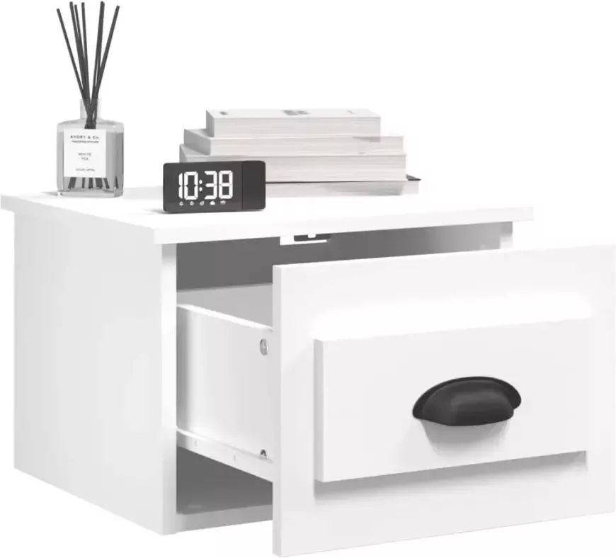 VidaXL -Nachtkastjes-2-st-wandgemonteerd-41 5x36x28-cm-wit - Foto 2