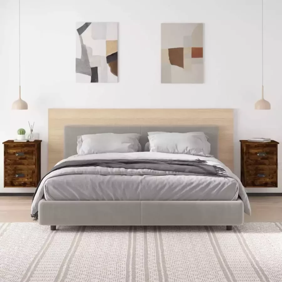 VidaXL -Nachtkastjes-2-st-wandgemonteerd-41 5x36x53-cm-gerookt-eiken - Foto 5