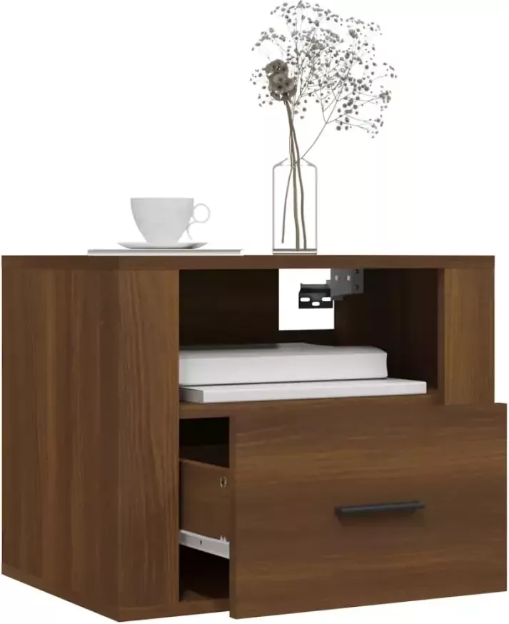 VidaXL -Nachtkastjes-2-st-wandgemonteerd-50x36x40-cm-bruineikenkleurig - Foto 4