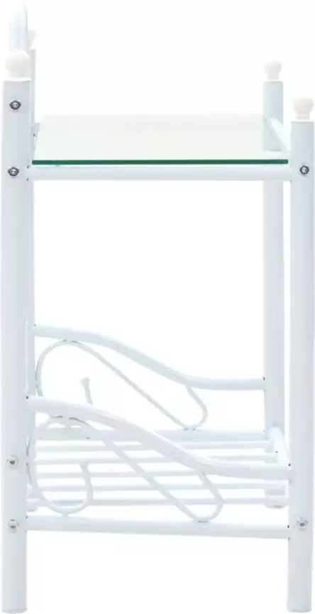 VidaXL -Nachtkastjes-45x30 5x60-cm-staal-en-gehard-glas-wit - Foto 4