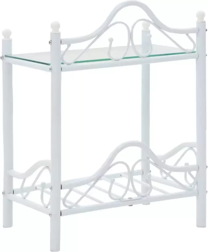 VidaXL -Nachtkastjes-45x30 5x60-cm-staal-en-gehard-glas-wit - Foto 3