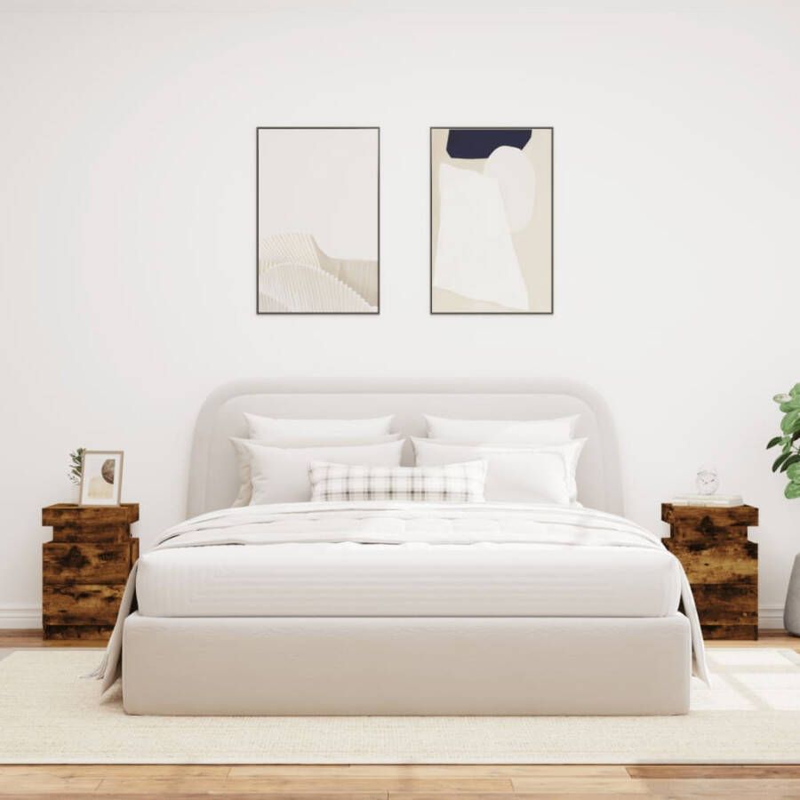 VidaXL -Nachtkastjes-met-LED-verlichting-2-st-35x39x55-cm-gerookt-eiken