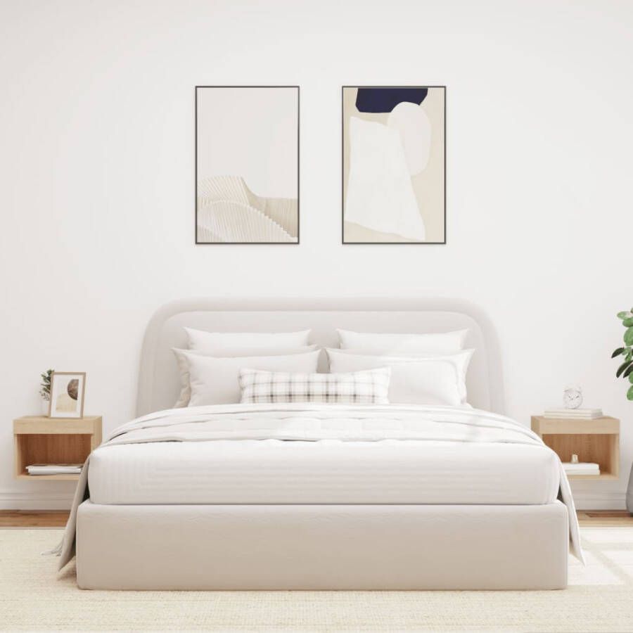 VidaXL Nachtkastjes met LED&apos;s 2 st wandgemonteerd sonoma eikenkleurig