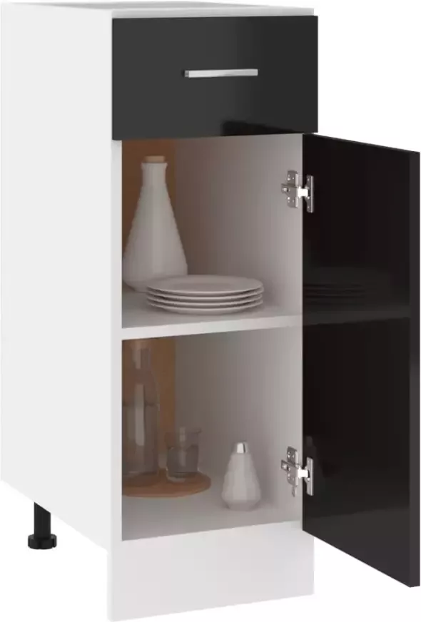 VIDAXL Onderkast met lade 30x46x81 5 cm bewerkt hout hoogglans zwart