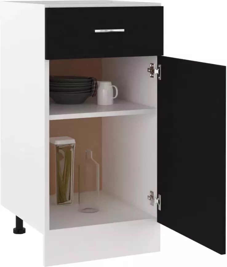 VidaXL Onderkast met lade Lyon 40x46x81 5 cm bewerkt hout zwart - Foto 2