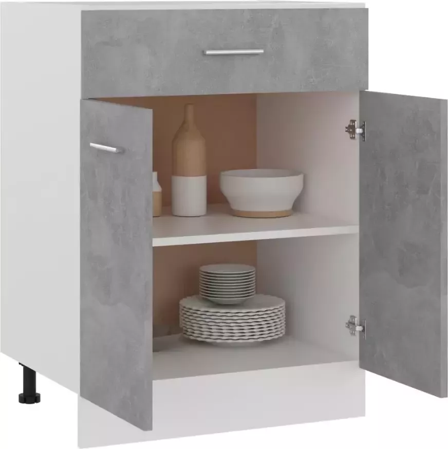 VidaXL -Onderkast-met-lade-60x46x81 5-cm-bewerkt-hout-betongrijs - Foto 4