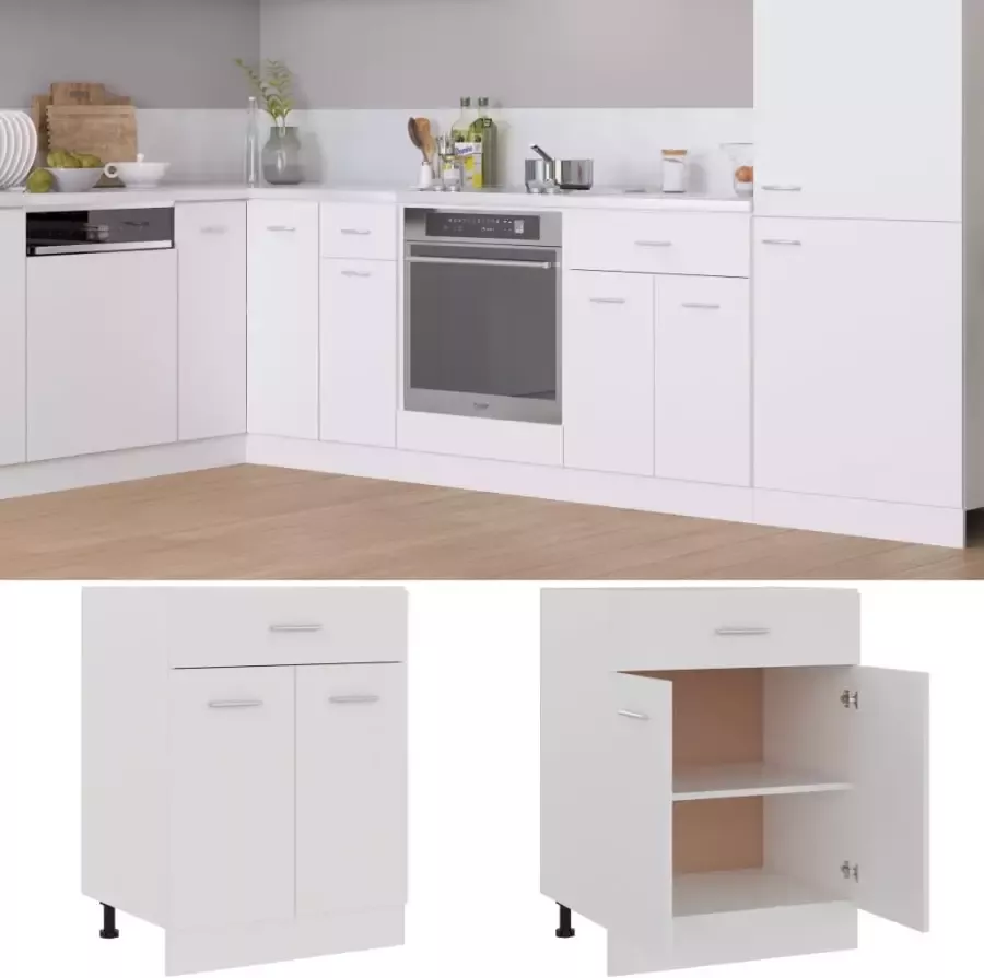 VidaXL Onderkast met lade Lyon 60x46x81 5 cm bewerkt hout wit - Foto 3