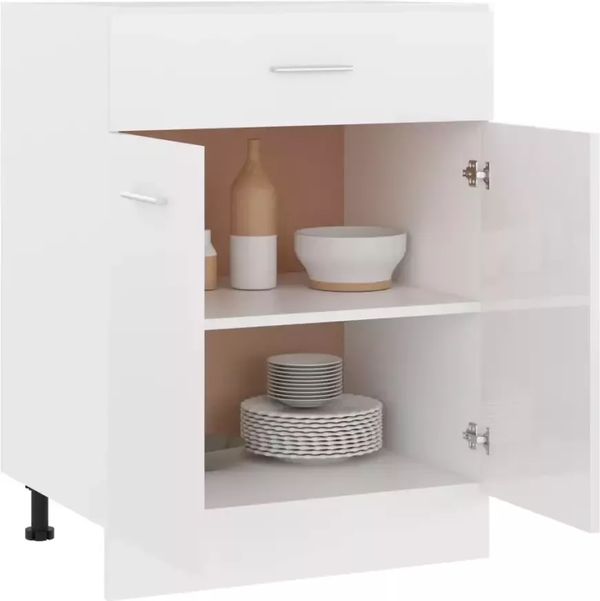 VidaXL Onderkast met lade Lyon 60x46x81 5cm bewerkt hout hoogglans wit - Foto 2