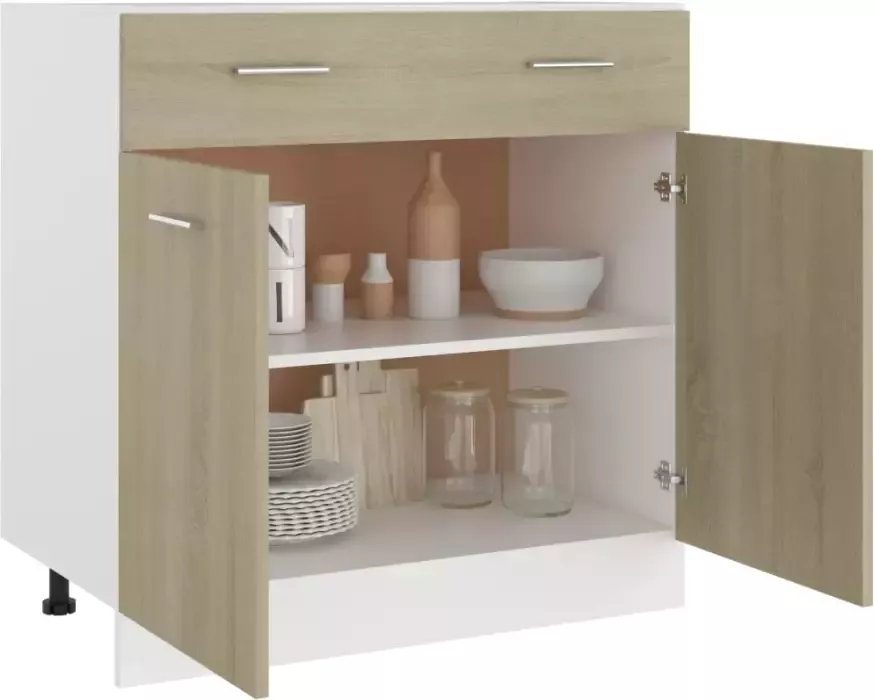 VidaXL -Onderkast-met-lade-80x46x81 5-cm-spaanplaat-sonoma-eikenkleurig - Foto 4