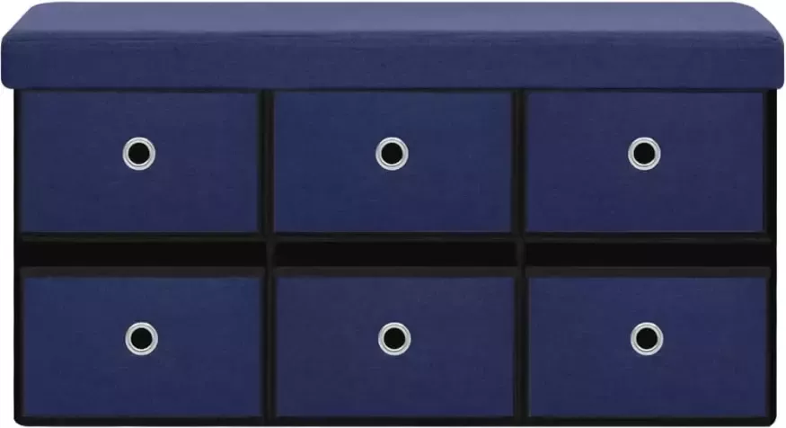 VidaXL -Opbergbank-inklapbaar-76x38x38-cm-kunstlinnen-blauw - Foto 4