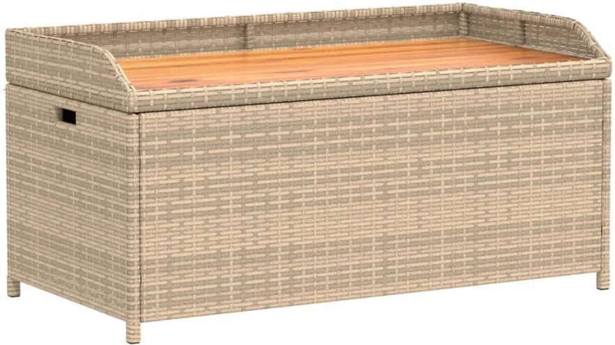 VIDAXL Opbergbankje 100x50x52 cm poly rattan acaciahout gemengd beige - Foto 2