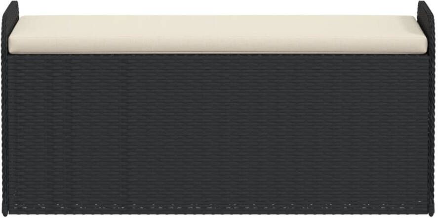 VIDAXL Opbergbankje met kussen 115x51x52 cm poly rattan zwart - Foto 3