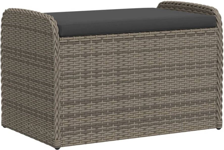 VIDAXL Opbergbankje met kussen 80x51x52 cm poly rattan grijs - Foto 3