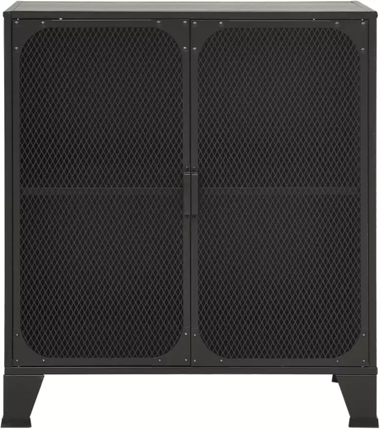 VidaXL -Opbergkasten-2-st-72x36x82-cm-metaal-en-MDF-grijs - Foto 2